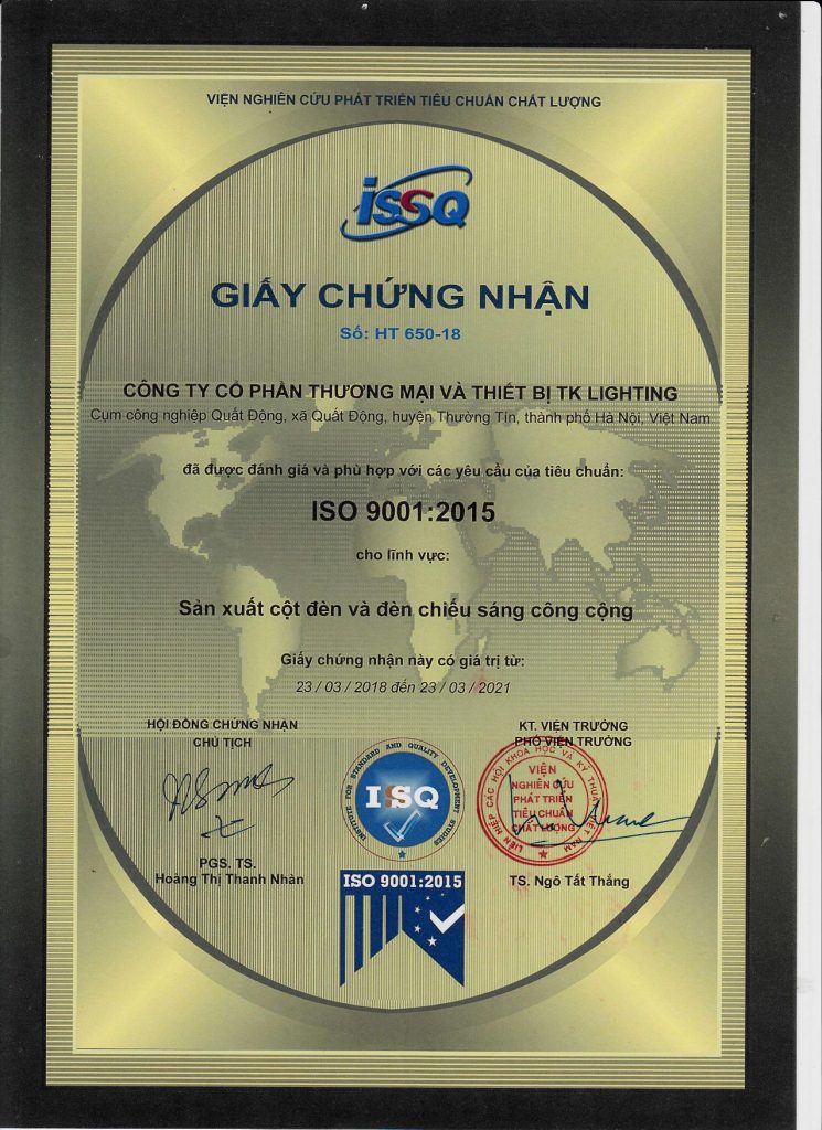 Chứng nhận ISO 9001 :2015